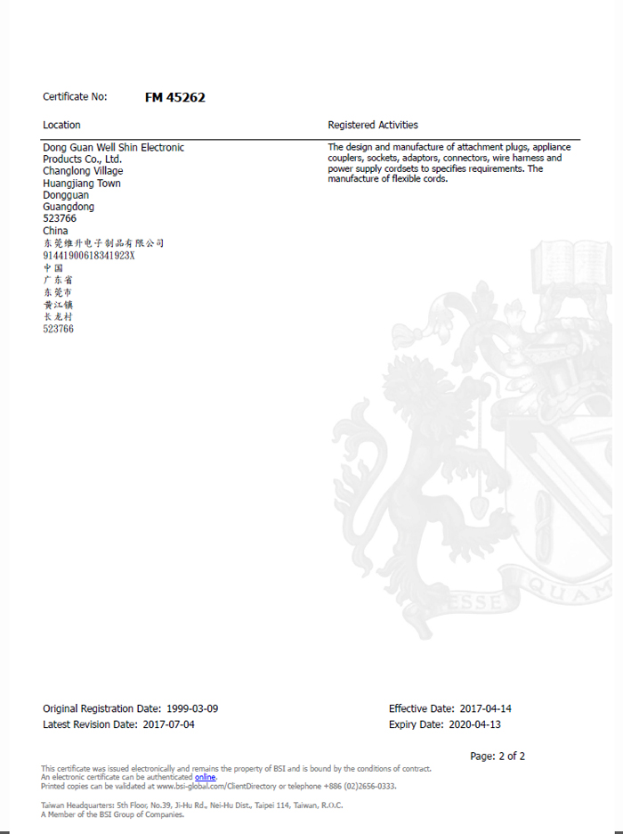 Certificates - Well Shin Technology Co., Ltd.