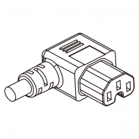 中国规IEC 320 C15 AC电源线连接器 3 芯 右弯10A 250V