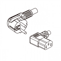 意大利3-Pin 弯头插头转 IEC 320 C13品字尾 (左弯) AC电源线组- 成型PVC线材(Cord Set) 1.8 米黑色 ( HVV-F 3G 0.75mm² )