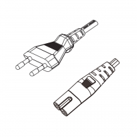 欧规 (欧标)2-Pin插头转 IEC 320 C7 八字尾 AC电源线组-PVC线材 (Cord Set) 1.8 米黑色 (HVVH2-F 2X0.75mm² )