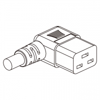 美规 (美标)IEC 320 C19 AC电源线连接器 3 芯右弯10A/13A/15A/ 20A /125,250V