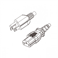 日本3-Pin插头转 IEC 320 C13品字尾 AC电源线组-PVC线材 (Cord Set) 1.8 米黑色 (VCTF 3X0.75mm² )