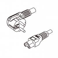 欧规 (欧标)3-Pin 弯头插头转 IEC 320 C5米老鼠 / 梅花尾 AC电源线组- 成型PVC线材(Cord Set) 1.8 米黑色 ( HVV-F 3G 0.75mm² )