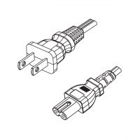 美规 (美标)2-Pin插头转 IEC 320 C7 八字尾 AC电源线组-PVC线材 (Cord Set) 1.8 米黑色 (SPT-2 18/2C/1C )