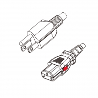 美规 (美标)3-Pin NEMA 5-15P插头转 IEC 320 C13品字尾 (锁固式)AC电源线组-PVC线材 (Cord Set) 1.8 米黑色 (SVT 18/3C/1C )