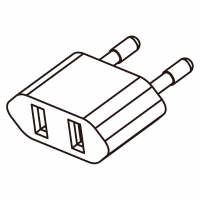 AC转接头, 欧规 (欧标) (Ø4.0 brass) 插头转美国 NEMA 1-15R连接器 2转2-Pin