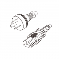 阿根廷3-Pin插头转 IEC 320 C13品字尾 AC电源线组-HF超声波成型-无卤线材 (Cord Set ) 1.8 米黑色 (HZ1Z1-F 3X0.75mm² )