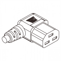 欧规 (欧标)IEC 320 C21 AC电源线连接器 3 芯 右弯16A 250V