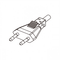 欧规 (欧标)2-Pin插头AC电源线-成型PVC线材1.8 米黑色线材剥外层绝缘 2 厘米/半剥内层绝缘1.3 厘米   (H03VVH2-F  2X 0.75mm²  )