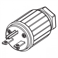 美规工业插头	(NEMA 6-15P)3芯直式 , 2 P, 3芯接地, 15A 250V