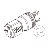 AC转接头, NEMA L6-20P Twist Locking转6-20R, 2 P 3芯接地, 3转3-Pin, 20A 250V