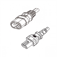 美规 (美标)2-Pin IEC 320 Sheet C  2口八字 插头转IEC 320 C7 八字尾 AC电源线组-PVC线材 (Cord Set) 1.8 米黑色 (NISPT-2 18/2C/1C )