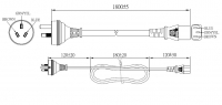 澳规3-Pin 插头转 IEC 320 C13品字尾 AC电源线组- 成型PVC线材(Cord Set) 1.8 米黑色 ( HVV-F 3G 0.75mm² )