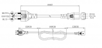 巴西3-Pin 插头转 IEC 320 C13品字尾 AC电源线组- 成型PVC线材(Cord Set) 1.8 米黑色 ( HVV-F 3G 0.75mm² )