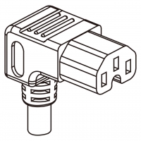 IEC 320 C15 AC电源线连接器 3 芯 弯式 7A 10A 125V, 10A 250V