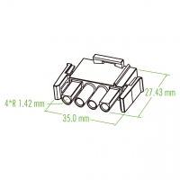 塑料连接器 27.43mm X 35mm X 4 X R 1.42mm 4 Pin