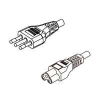 意大利3-Pin 插头转 IEC 320 C5米老鼠 / 梅花尾 AC电源线组- 成型PVC线材(Cord Set) 0.5 米黑色 ( HVV-F 3G 0.75mm² )
