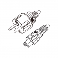 欧规 (欧标)3-Pin插头转 IEC 320 C5米老鼠 / 梅花尾 AC电源线组-PVC线材 (Cord Set) 1.8 米黑色 (HVV-F 3G 0.75mm² )