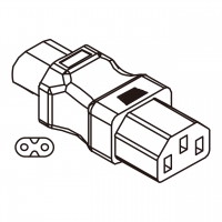 AC转接头, IEC 320 Sheet C 插头连接器转IEC 320 C13 连接器, (适用个人计算机), 2转3-Pin,