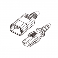 欧规 (欧标)3-Pin IEC 320 Sheet E 品字三脚插头转 C13品字尾 AC电源线组-PVC线材 (Cord Set) 1.8 米黑色 (HVV-F 3G 0.75mm² )