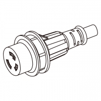 船舶用防水AC电源线防松脱连接器 (NEMA L5-30R) 2P, 3 芯  接地 30A 125V