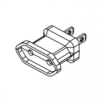 转接头,美规(美标)NEMA 1-15P插头转欧洲组装式附遮蔽保护连接器, 2转 2-Pin,  15A 125V (本产品无电压转换功能)