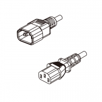 澳规3-Pin IEC 320 Sheet E 品字三脚插头转 IEC 320 C13品字尾 AC电源线组- 成型PVC线材(Cord Set) 1.8 米黑色 ( HVV-F 3G 0.75mm² )