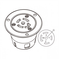 美规 (美标)防松脱 Flanged插座 NEMA L21-30R, 4 P 5芯接地 30A 3ØY 120V/208 V