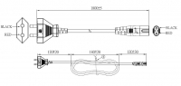 印度2-Pin插头转 IEC 320 C7 八字尾 AC电源线组-PVC线材 (Cord Set) 1.8 米黑色 (YY 2C 0.75mm² (扁线 )