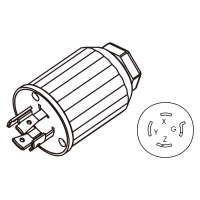 美规工业锁固插头	(NEMA L15-20P) 4芯直式 , 3 P, 4芯接地 20A, 3 Phase  250V