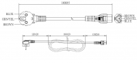 韩国3-Pin 弯头插头转 IEC 320 C5米老鼠 / 梅花尾 AC电源线组- 成型PVC线材(Cord Set) 1.8 米黑色 ( HVV-F 3G 0.75mm² )