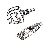 马来西亚3-Pin 插头转 IEC 320 C7 八字尾 AC电源线组- 成型PVC线材(Cord Set) 1.8 米黑色 ( HVVH2-F 2X 0.75mm² )