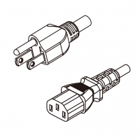 美规 (美标)3-Pin NEMA 5-15P 插头转 IEC 320 C13品字尾 AC电源线组- 成型PVC线材(Cord Set) 1.8 米黑色 (SVT 18/3C/60C )