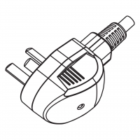 中国3-Pin AC弯式插头, 6A, 10A, 250V (突波保护)