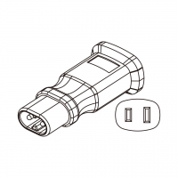 AC转接头, IEC 320 Sheet C 插头连接器转NEMA 1-15R, 2 P 2芯, 2转2-Pin, 2.5A转15A 125V