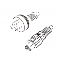 阿根廷3-Pin插头转 IEC 320 C5米老鼠 / 梅花尾 AC电源线组-HF超声波成型-无卤线材 (Cord Set ) 1.8 米黑色 (HZ1Z1-F 3X0.75mm² )