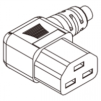 欧规 (欧标)IEC 320 C21 AC电源线连接器 3 芯 左弯16A 250V