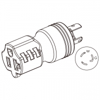 AC转接头, NEMA L5-15P Twist Locking转NEMA 5-20R, 2 P 3芯接地, 3转3-Pin, 15A转15A/20A 125V