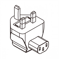 AC转接头, 英规 (英标)弯头转IEC 320 C13 连接器, 3转3-Pin, 10A 250V