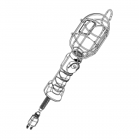 3 芯金属盖工作灯, 6Ft SJTW 16AWG/3C 线材, NEMA 5-15P 13A 插头, NEMA 5-15R 插座 X 1