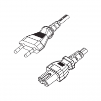 以色列2-Pin插头转 IEC 320 C7 八字尾 AC电源线组-HF超声波成型-无卤线材 (Cord Set ) 1.8 米黑色 (HZ1Z1H2-F 2X0.75mm² )