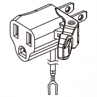 AC转接头, 美规 (美标)NEMA 1-15P 插头转NEMA 5-15R连接器, 附接地线&端子, 2转3-Pin