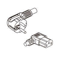 意大利3-Pin 弯头插头转 IEC 320 C13品字尾 (右弯) AC电源线组- 成型PVC线材(Cord Set) 1.8 米黑色 ( HVV-F 3G 0.75mm² )
