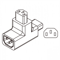 AC转接头, IEC 320 Sheet E 插头连接器转IEC 320 C13 x 2, 3转3-Pin