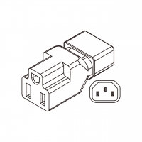 AC转接头, IEC 320 Sheet E 插头连接器转NEMA 5-15R, 2 P 3芯接地, 3转3-Pin, 10A 125V