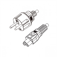 韩国3-Pin插头转 IEC 320 C5米老鼠 / 梅花尾 AC电源线组-HF超声波成型-无卤线材 (Cord Set ) 1.8 米黑色 (H03Z1Z1-F 3X0.75mm² )