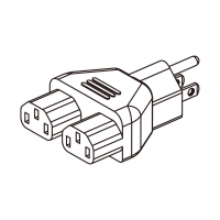 AC转接头, NEMA 5-15P转IEC 320 C13 x 2, 3转3-Pin