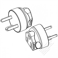 AC转接头, 丹麦插头转美国NEMA 5-15R 连接器, 3转3-Pin, 10A 250V (超音波熔接式)