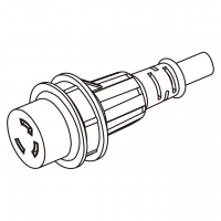 船舶用防水AC电源线防松脱连接器 (NEMA L6-30R) 2P, 3 芯  接地 30A 250V