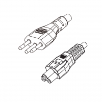 巴西3-Pin插头转 IEC 320 C5米老鼠 / 梅花尾 AC电源线组-PVC线材 (Cord Set) 1.8 米黑色 (HVV-F 3G 0.75mm² )